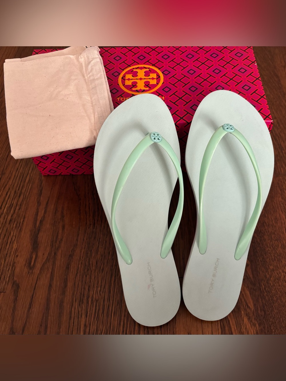 🆕 TORY BURCH CHELSEA SOFT FLIP FLOP IN SOFT AQUA/ HAZE ORCHID SIZE 8